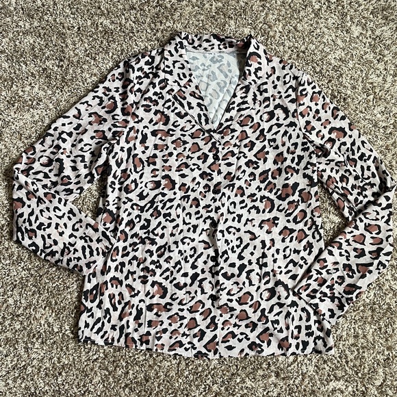 3/$15 Cheetah Print Button-Up Long Sleeve Shirt - Picture 1 of 3